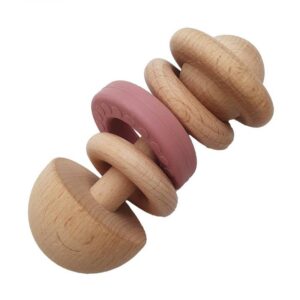 Baby Wooden Rattle Dusty Rose for wholesale by Summerville organic