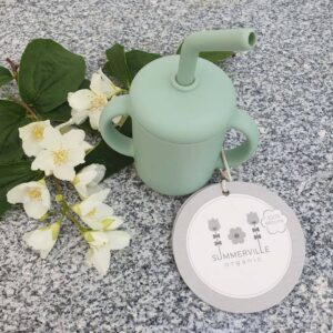 Summerville organic - Wholesale Drinking Glass/Cup - Kids & Baby - Silicone Cup with Straw Cameo Green2