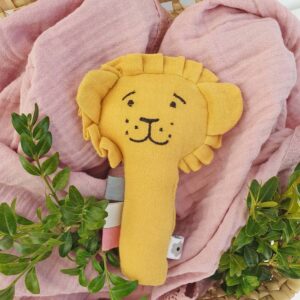 Summerville organic - Wholesale Handheld Rattle - Baby - Organic Soft Rattle Lion Ochre5